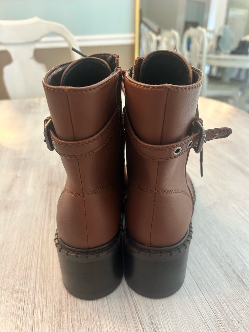 Zodiac Paxton Lace-Up Combat Boots Brown Size 7.5 Block Heel NEW - Picture 4 of 6
